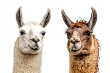 Obraz premium A pair of llamas against a light backdrop