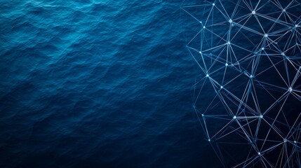 A digital image featuring a deep blue ocean surface alongside a geometric network design, symbolizing the connection between technology and nature.