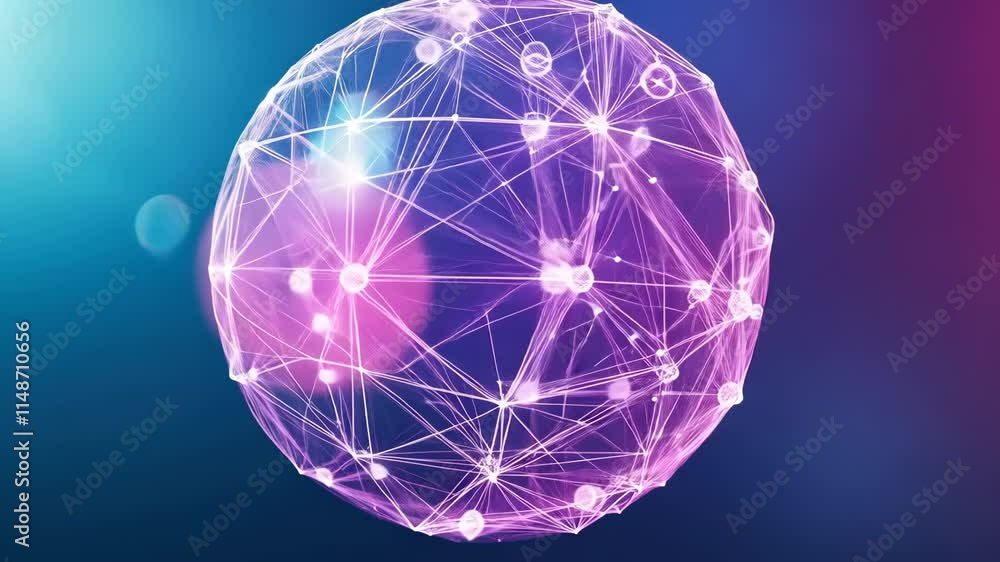 Poster abstract technology background with connected nodes and bright lights