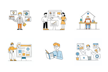 Set of digital marketing various vector illustration