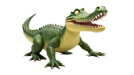 Fototapeta premium cartoon crocodile with a green body and a yellow belly 
