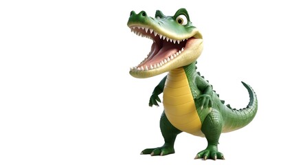 Obraz premium cartoon crocodile with a green body and a yellow belly 