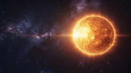 Fiery star radiating intense light in space.