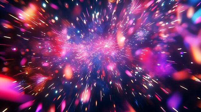 Vivid Light Trails Exploding Across Dark Space