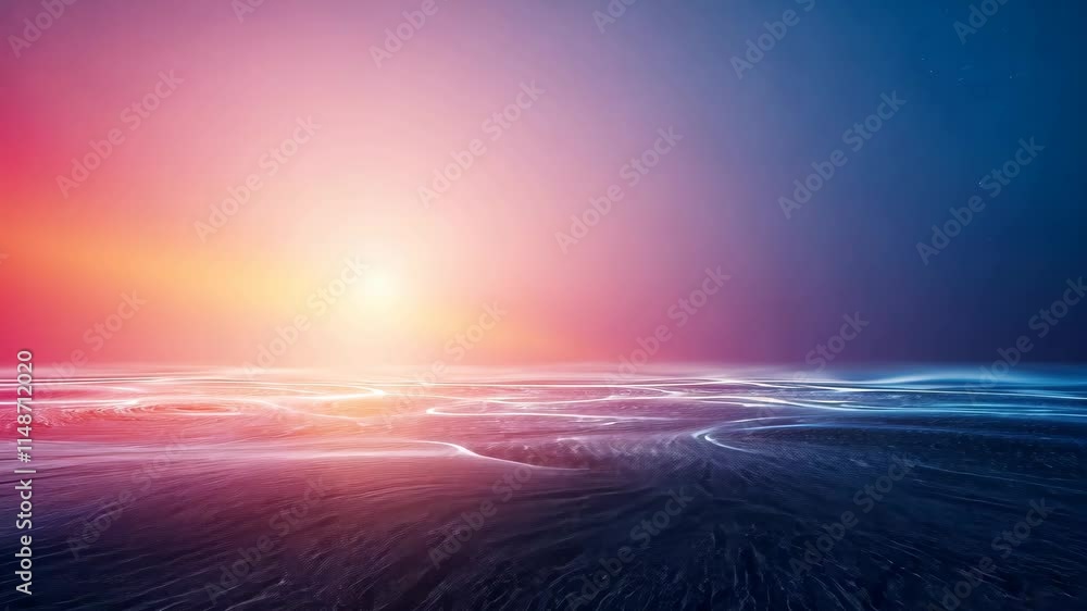 Poster ethereal horizon with soft light above floating water ripples and patterns