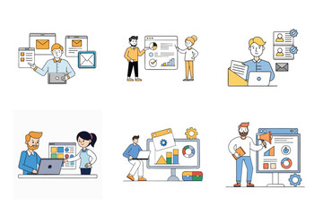 Set of digital marketing various vector illustration