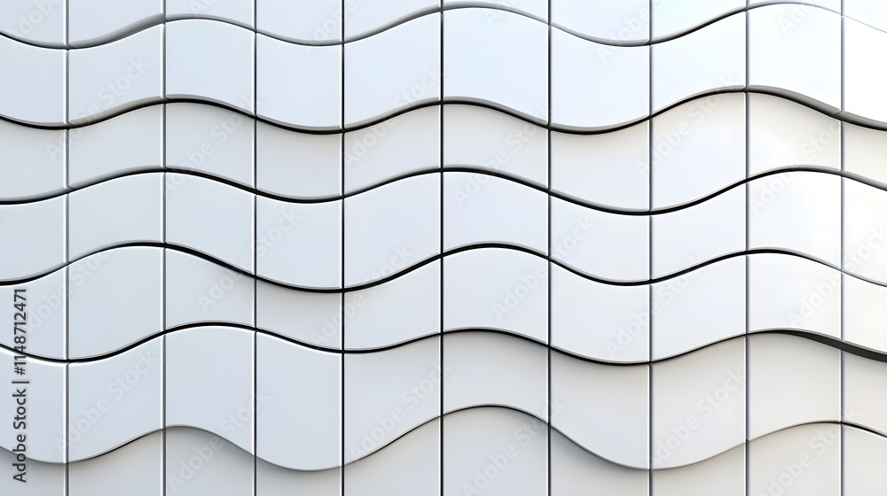 Aufkleber wavy pattern design on white wall surface with modern architecture