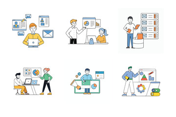 Set of digital marketing various vector illustration