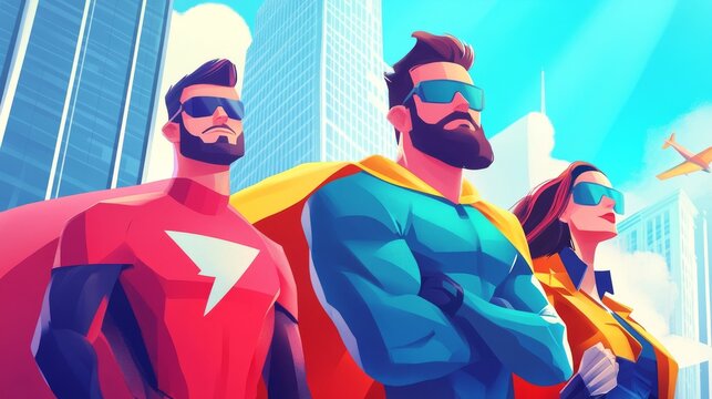information technology illustration depicted as heros