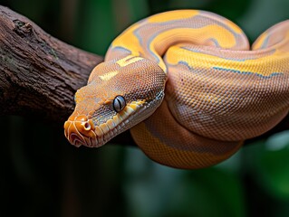 Fototapeta premium Sumatran short tailed python is wrapping around a branch
