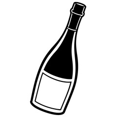 Champagne Bottle vector silhouette black design white background