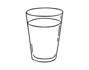 glass of water doodle hand drawn icon. Outline drawing glass of water line clipart symbol
