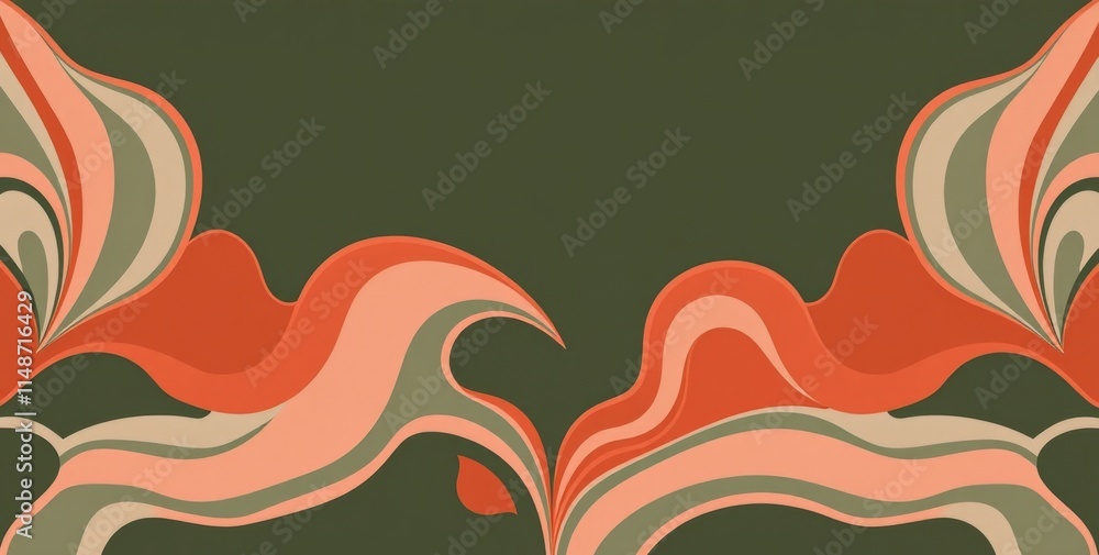 Poster a green and orange background with a wave pattern. the waves are orange and green, creating a dynami