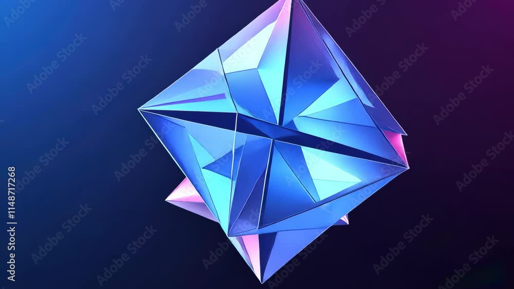 Poster abstract floating geometric shapes in vibrant colors on dark background
