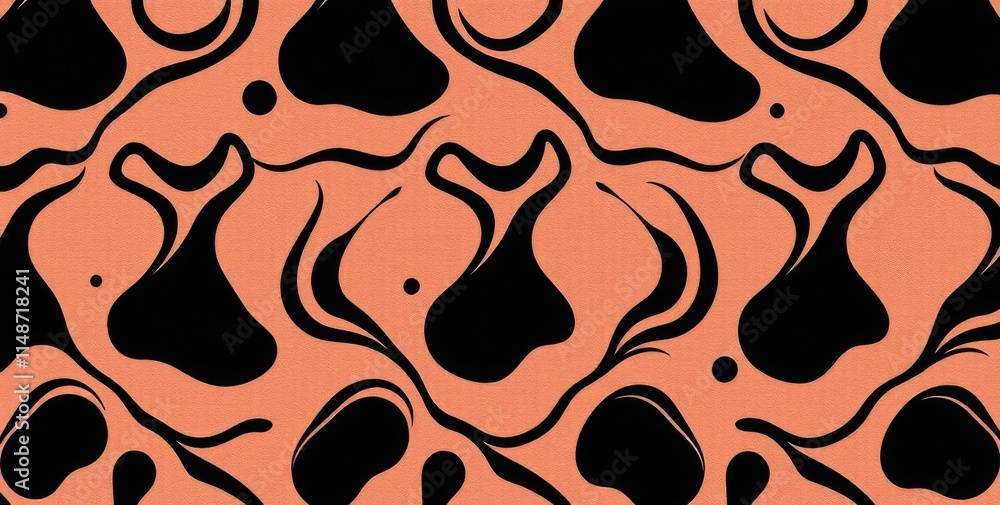 Poster a pattern of black and orange shapes with a black and orange background. the pattern is made up of b