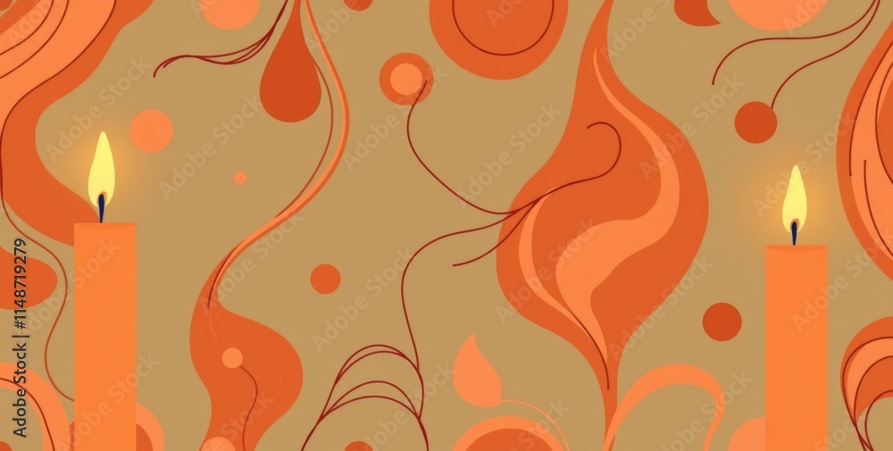 Poster a candle is lit in front of a colorful background. the candle is the main focus of the image, and th