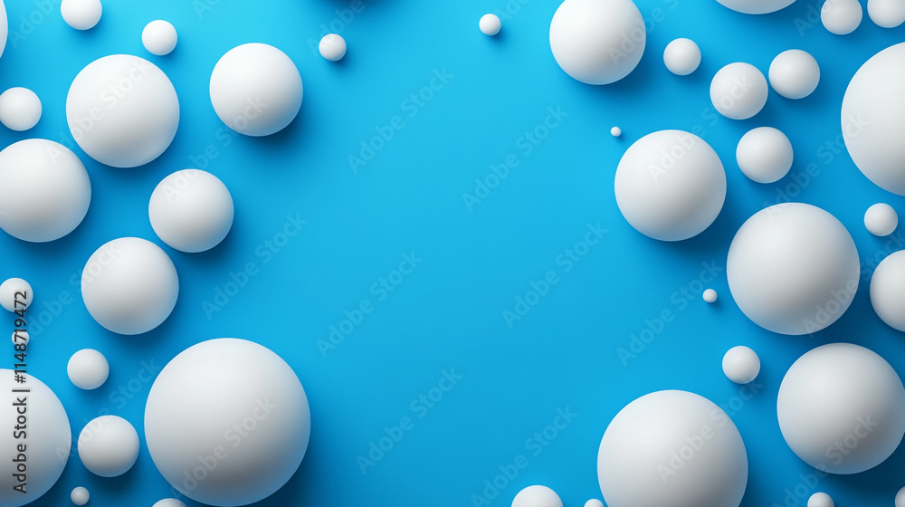 Poster abstract white 3d geometric shapes on a gradient blue background forming a modern banner with a sens