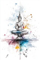 Serene Buddha Watercolor Painting Mindfulness, Meditation, and Peace