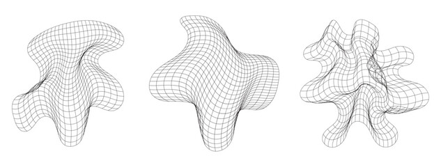 Set of deformed flex distorted black grids