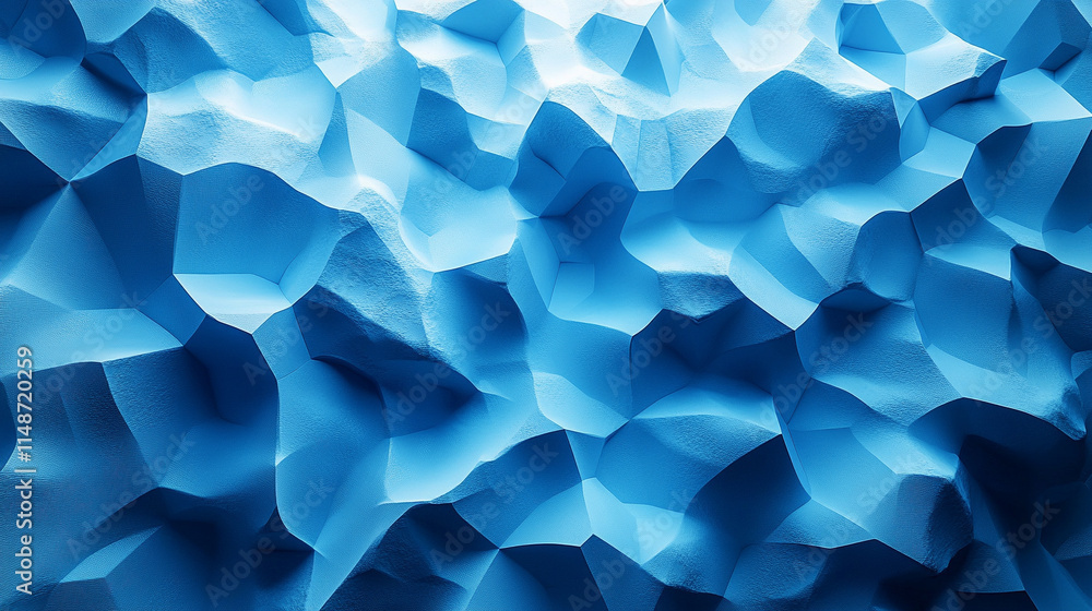 Poster abstract white 3d geometric shapes on a gradient blue background forming a modern banner with a sens