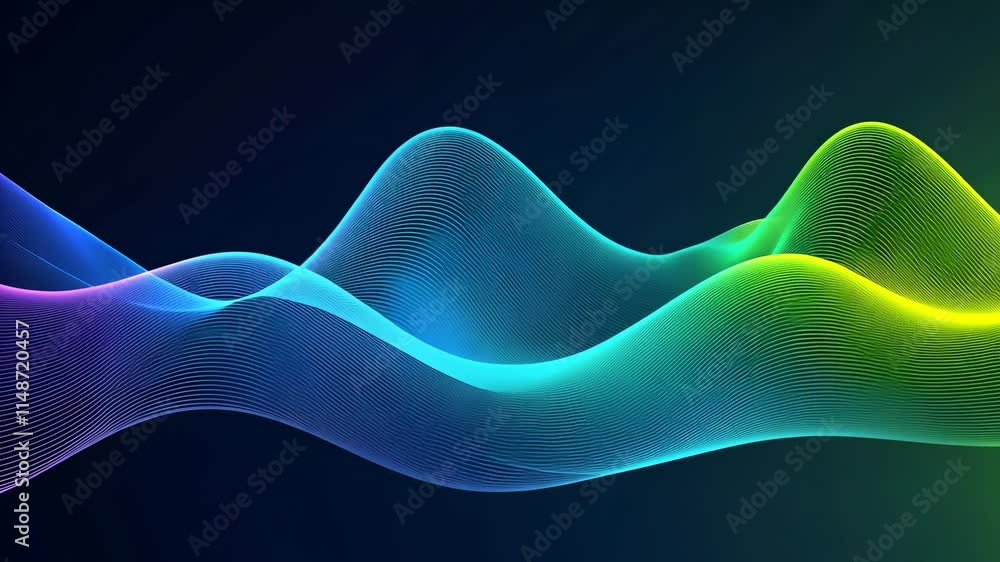 Poster colorful abstract waves with dynamic flow and smooth gradients in motion