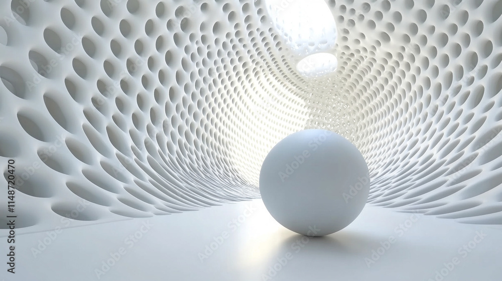Poster abstract white 3d geometric shapes on a gradient blue background forming a modern banner with a sens