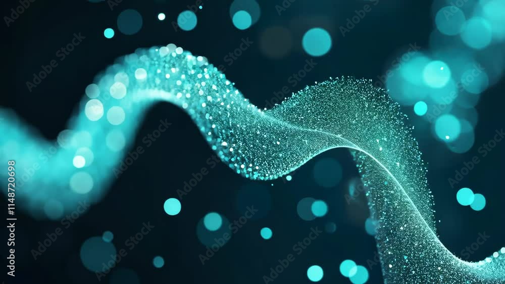 Aufkleber ethereal floating blue particles in motion with soft glow and depth effects