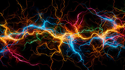 Fototapeta premium Human nuron with electrical activity coloured 