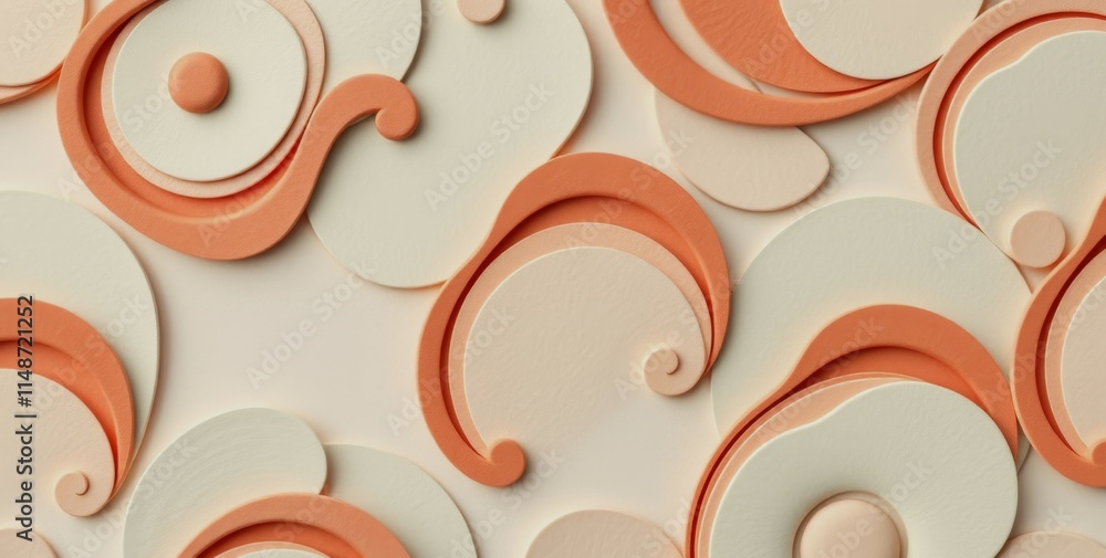 Poster the image is a colorful abstract piece with various shapes and sizes. the orange and white colors cr