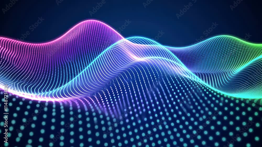 Aufkleber abstract vibrant waves with dynamic color gradients and network patterns