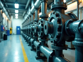 Fototapeta premium Industrial Water Pump Station Control Flow Pressure System AI Photo