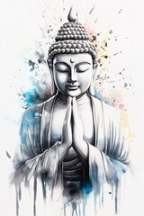 Obraz premium Serene Buddha Watercolor Painting Mindfulness, Meditation, and Peace