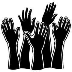 Obraz premium Cheers Hands vector silhouette black design white background