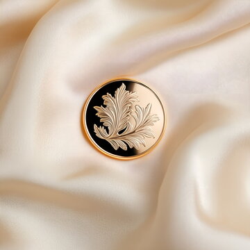 A single Mardi Gras doubloon, with traditional symbols, resting on a soft fabric, banner design
