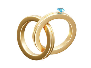 Engagement ring 3d icon. Wedding ring icon 3d illustration