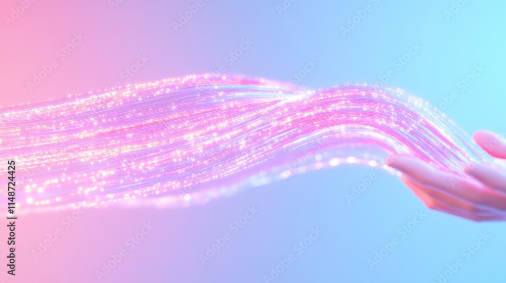 Poster Pastel Light Streams Abstract Dynamic Flow of Computational Ideas
