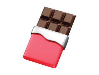 Chocolate bar 3d rendering illustration icon.