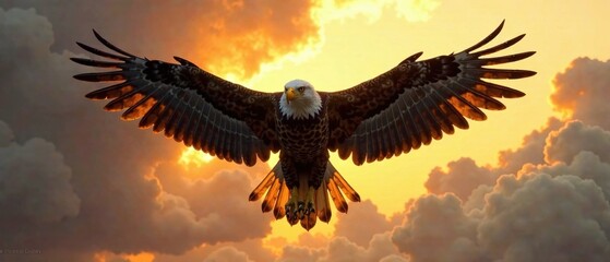 Obraz premium Majestic Eagle Silhouettes Soaring Skyward - Wildlife Photography