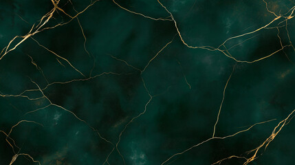 Emerald Green Marble with Golden Veins: A luxurious, seamless pattern of dark emerald green marble with delicate golden veins.