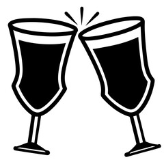 Clinking Glasses vector silhouette black design white background