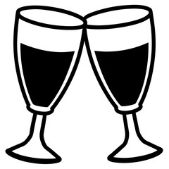 Clinking Glasses vector silhouette black design white background