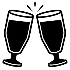 Clinking Glasses vector silhouette black design white background