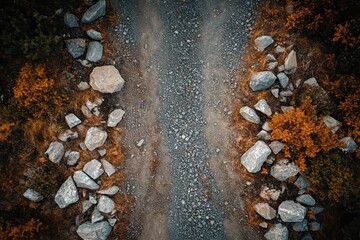 Fototapeta premium Bird s eye perspective of a stone and gravel pit