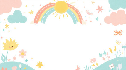 frame with flowers and butterflies