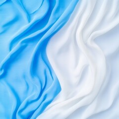 Fototapeta premium Dynamic Flow of Blue and White Fabric Symbolizing Unity and Movement