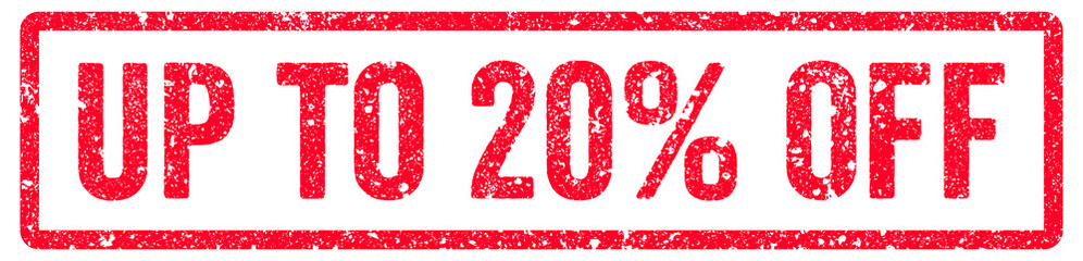 Fototapeta premium Up to 20% Off Stamp Transparent Seal, Red Grunge Up to 20% Off Word Rubber Stamp Seal