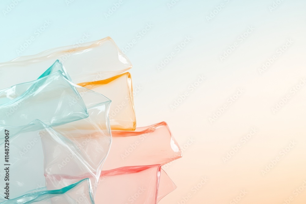 Poster abstract overlapping pastel geometric shapes symbolizing structured growth
