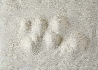 Pile of uncooked organic semolina background and texture