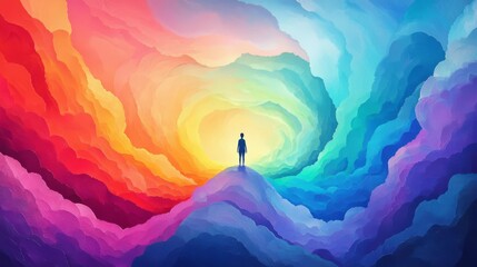 A vibrant and colorful portrayal of inner peace and self-discovery.