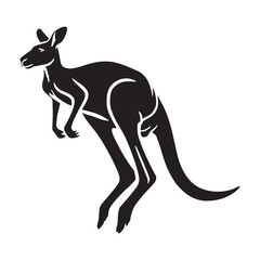 Simplified kangaroo silhouette for unique design purposes - Kangaroo illustration - minimallest kangaroo vector
